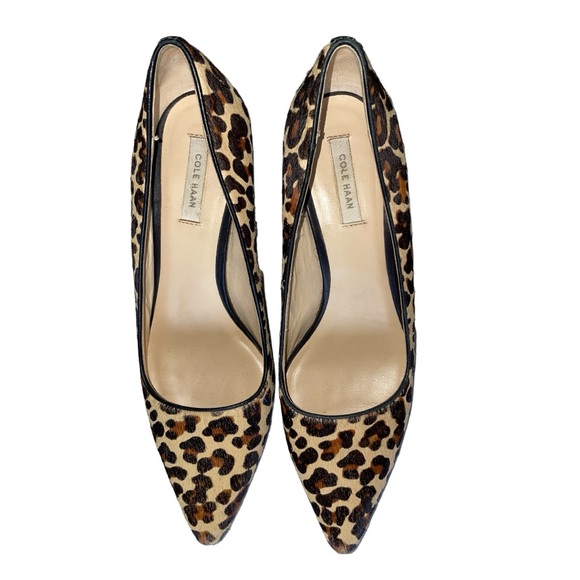 COLE HAAN calf skin / fur kitten heels. Animal / leopard  print. Size 6.5. - Picture 2 of 11